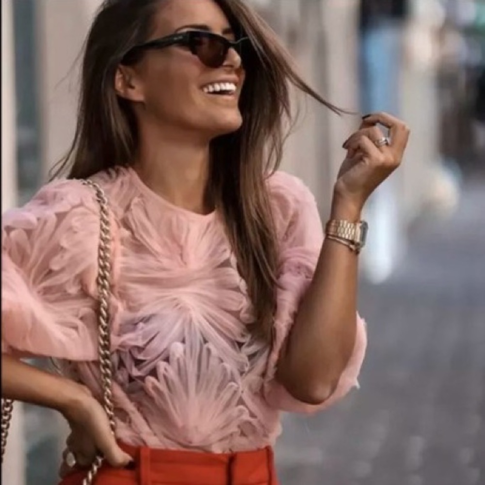 Zara Textured Tulle Top